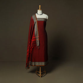 Dharwad Woven Cotton 3pc Unstitched Dress Material Suit Set 18