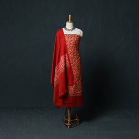 3pc Heavy Chain Stitch Embroidered Wool Unstitched Dress Material Suit Set 20