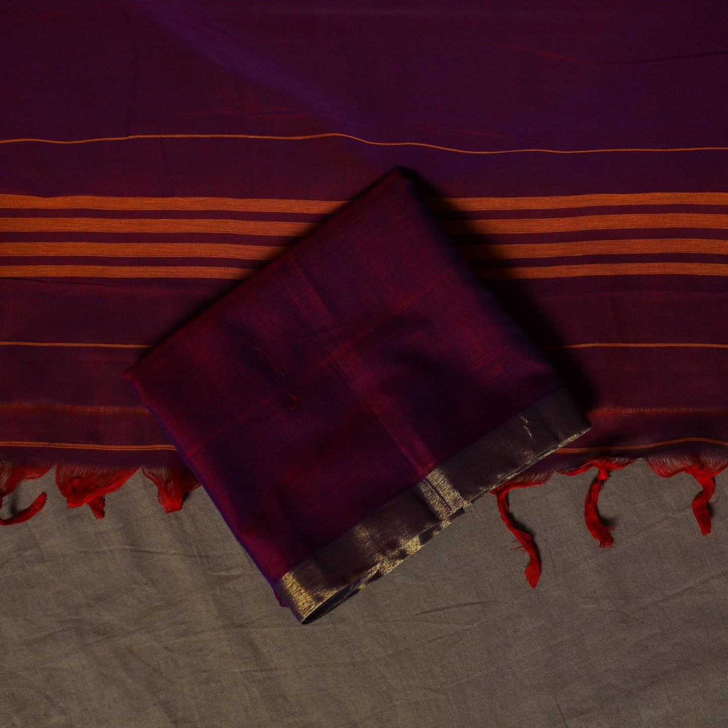 Dharwad Cotton 3pc Plain Unstitched Dress Material Suit Set with Zari Border 20