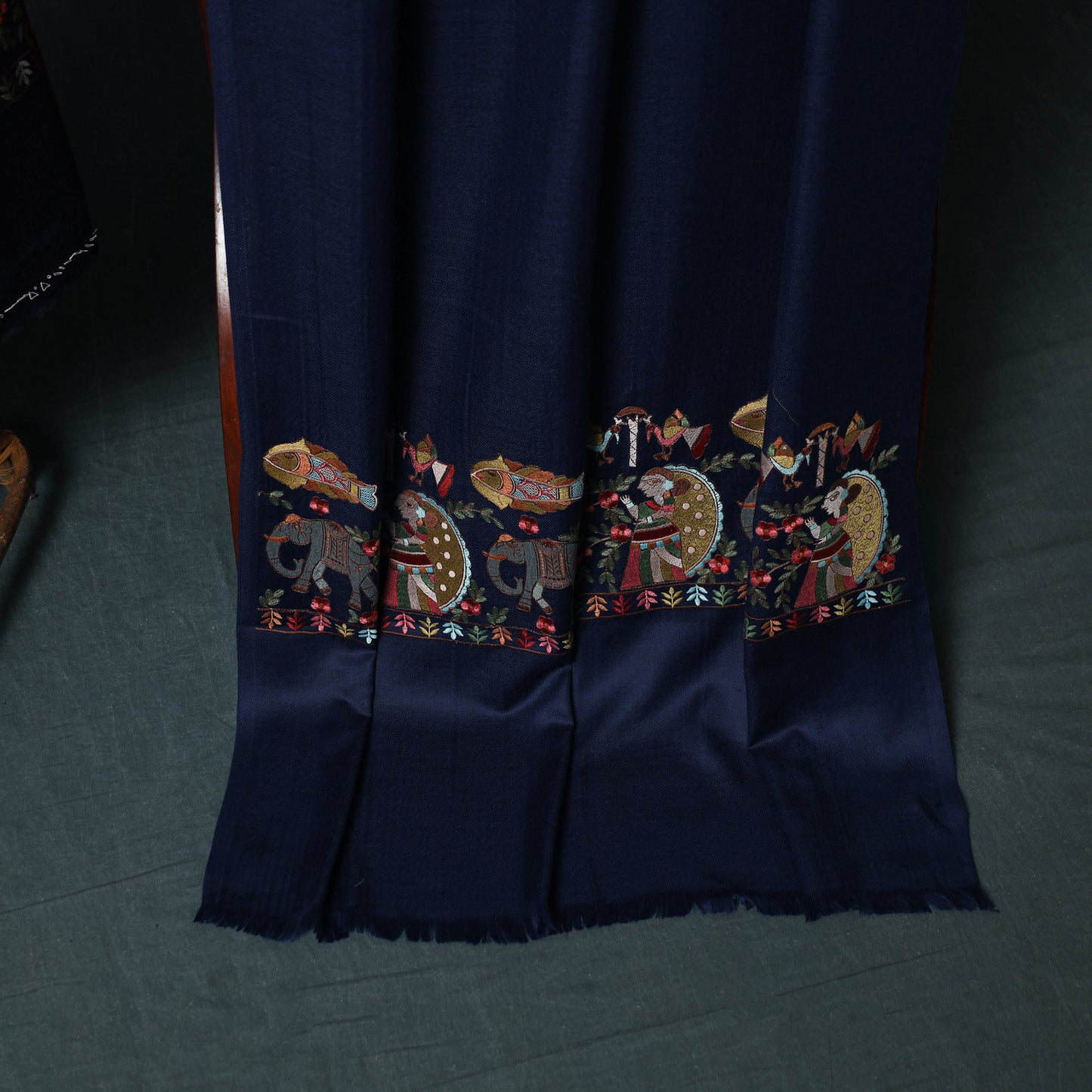 3pc Heavy Embroidered Wool Unstitched Dress Material Suit Set 26