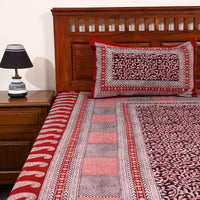 Red - Cotton Bagh Print Double Bedsheet with Pillow Covers 15