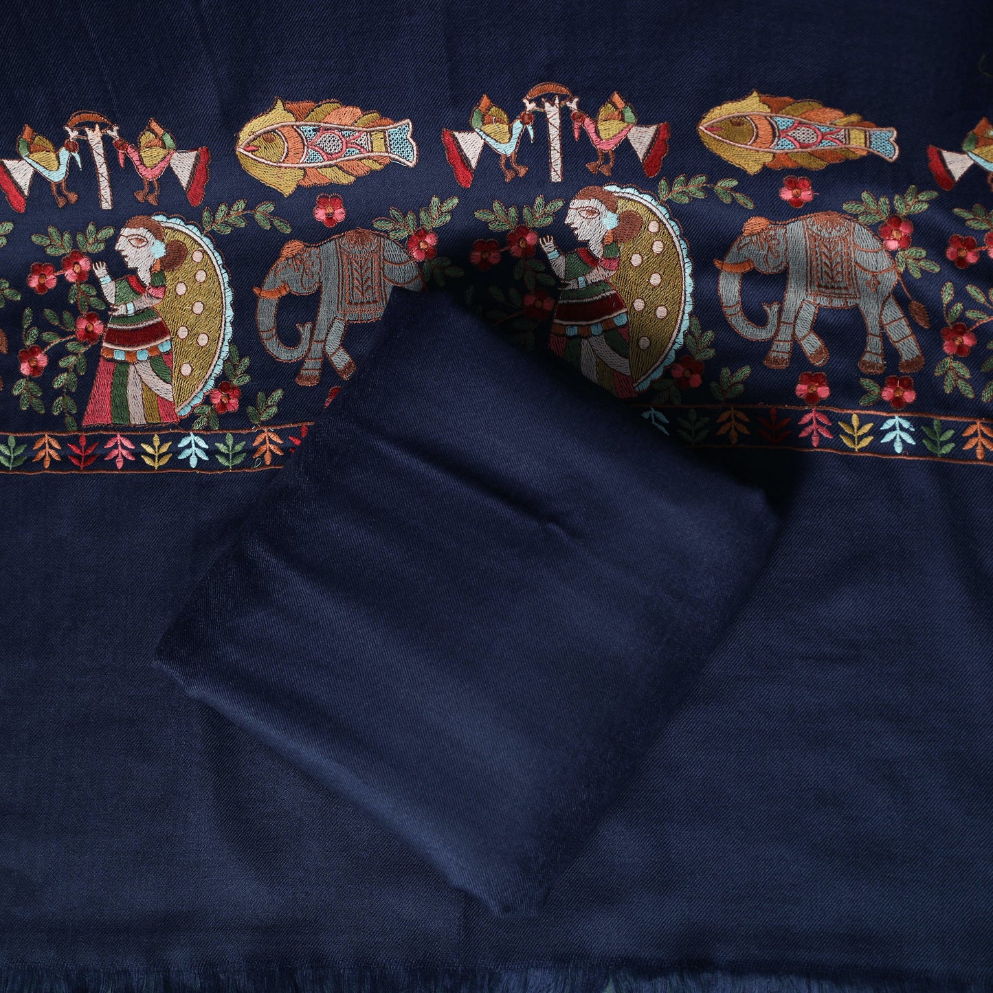 3pc Heavy Embroidered Wool Unstitched Dress Material Suit Set 26