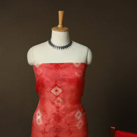 Shibori Tie-Dye Kota Doria Silk 3pc Unstitched Dress Material Suit Set 04