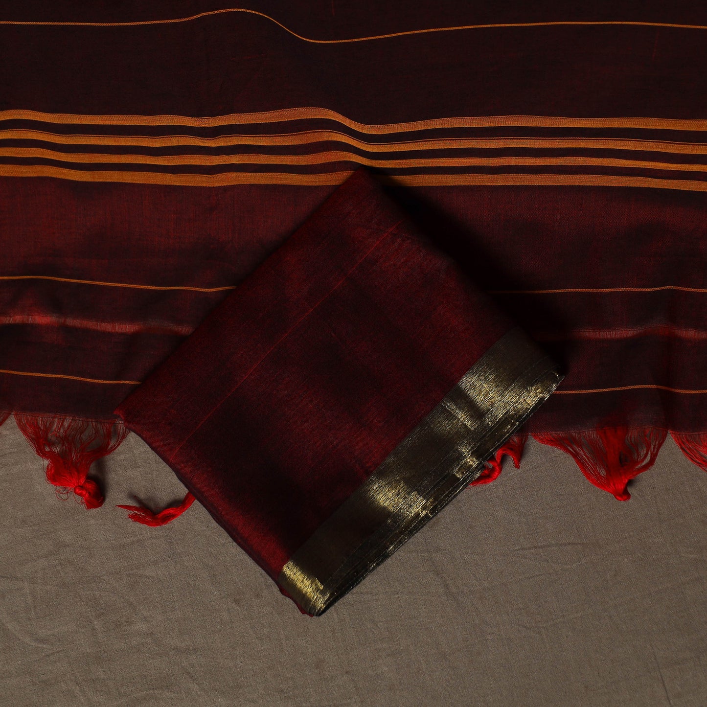 Dharwad Cotton 3pc Plain Unstitched Dress Material Suit Set with Zari Border 21