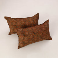 Brown - Set of 2 Kalamkari Block Print Cotton Pillow Covers 31