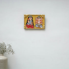 Laxmi & ganesha - handpainted clay art wall frame 10