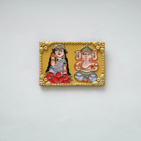 Laxmi & ganesha - handpainted clay art wall frame 10
