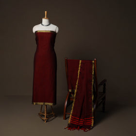 Dharwad Cotton 3pc Plain Unstitched Dress Material Suit Set with Zari Border 22