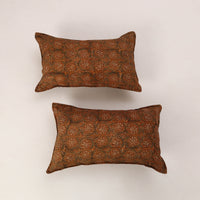 Brown - Set of 2 Kalamkari Block Print Cotton Pillow Covers 31