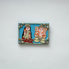 Laxmi & ganesha - handpainted clay art wall frame 12