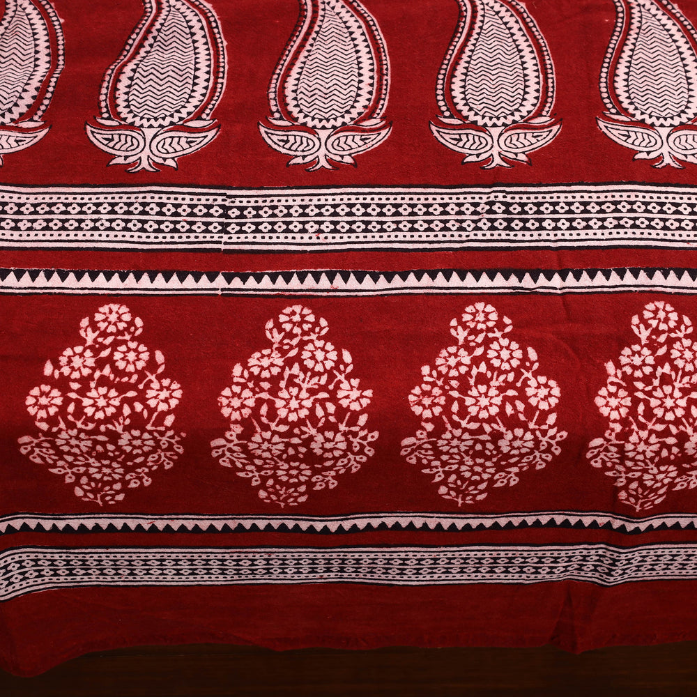 Red - Cotton Bagh Print Double Bedsheet with Pillow Covers 17