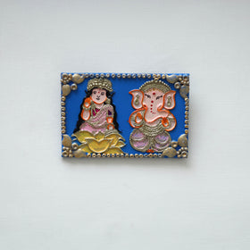 Laxmi & ganesha - handpainted clay art wall frame 13