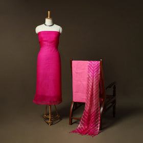 Plain Kota Doria Silk 3pc Unstitched Dress Material Suit Set 01