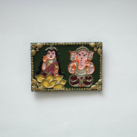 Laxmi & ganesha - handpainted clay art wall frame 16