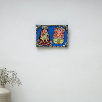 Laxmi & ganesha - handpainted clay art wall frame 17