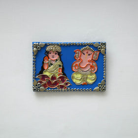 Laxmi & ganesha - handpainted clay art wall frame 17