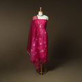 Shibori Tie-Dye Kota Doria Silk 3pc Unstitched Dress Material Suit Set 02