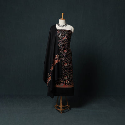 3pc Heavy Embroidered Wool Unstitched Dress Material Suit Set 30