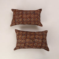 Maroon - Set of 2 Kalamkari Block Print Cotton Pillow Covers 34