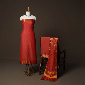 Dharwad Cotton 3pc Plain Unstitched Dress Material Suit Set with Zari Border 25