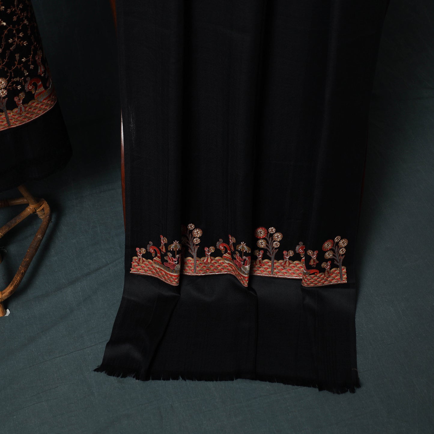 3pc Heavy Embroidered Wool Unstitched Dress Material Suit Set 30