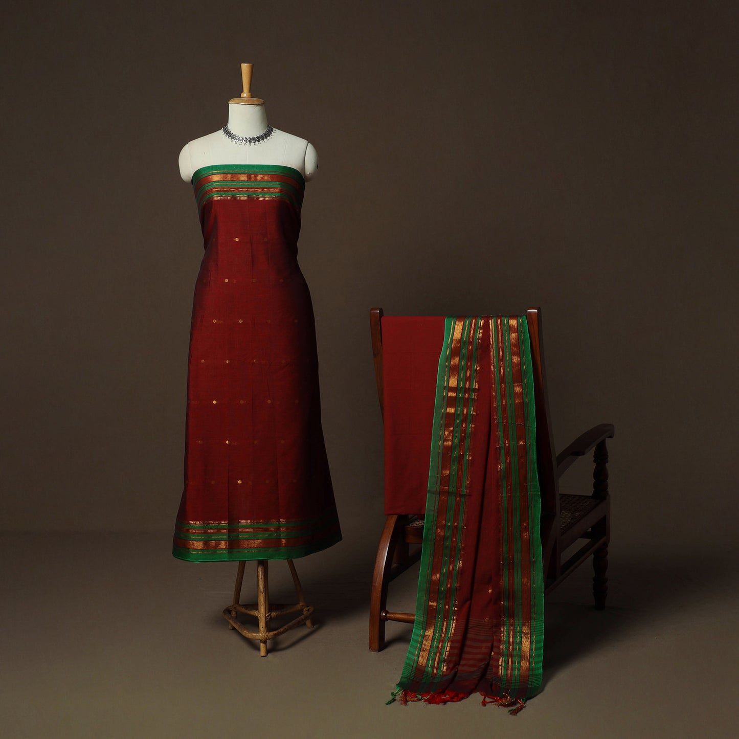 Dharwad Woven Cotton 3pc Unstitched Dress Material Suit Set 27