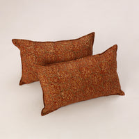 Orange - Set of 2 Kalamkari Block Print Cotton Pillow Covers 36