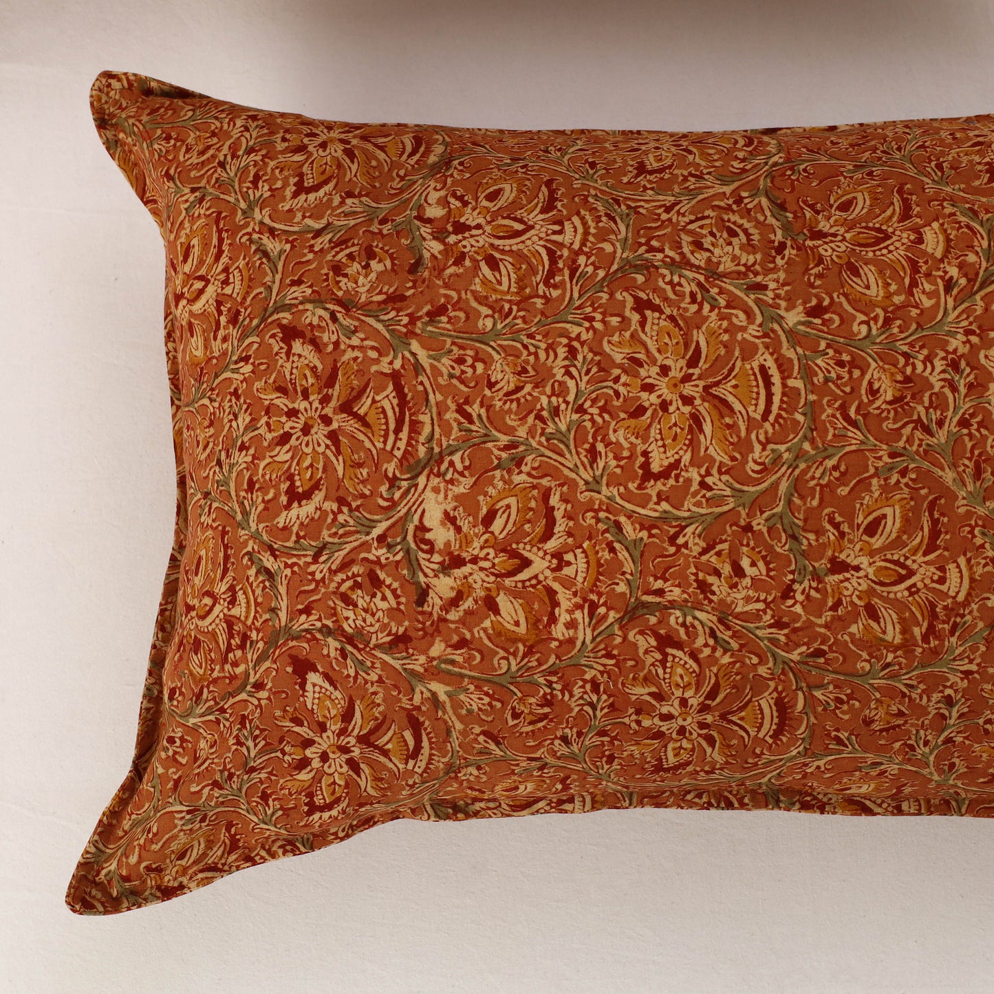 Orange - Set of 2 Kalamkari Block Print Cotton Pillow Covers 36