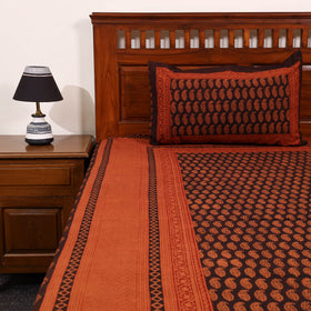 Orange - cotton bagh double bedsheet with pillow covers 20