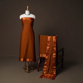 Dharwad Cotton 3pc Plain Unstitched Dress Material Suit Set with Zari Border 26