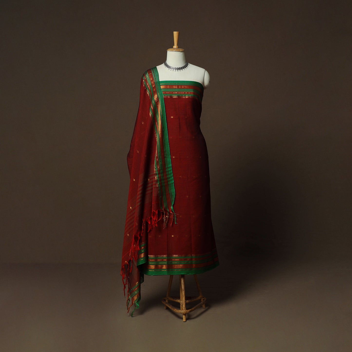Dharwad Woven Cotton 3pc Unstitched Dress Material Suit Set 27