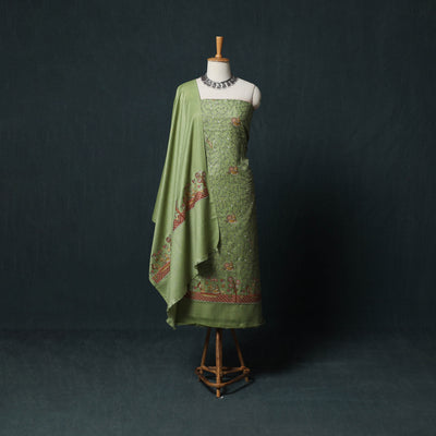 3pc Heavy Embroidered Wool Unstitched Dress Material Suit Set 32