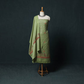 3pc Heavy Embroidered Wool Unstitched Dress Material Suit Set 32