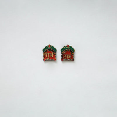 Festive handpainted wooden subh labh 25 - handcrafted