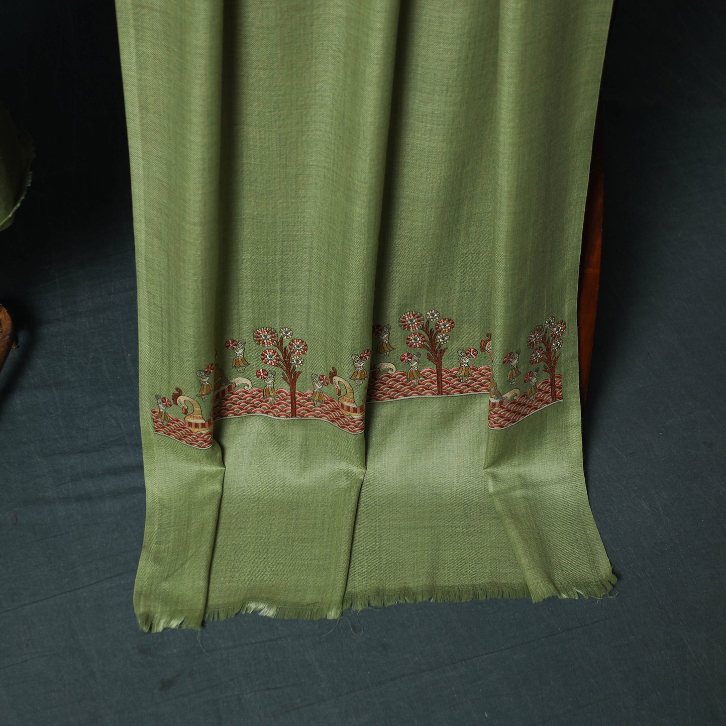 3pc Heavy Embroidered Wool Unstitched Dress Material Suit Set 32