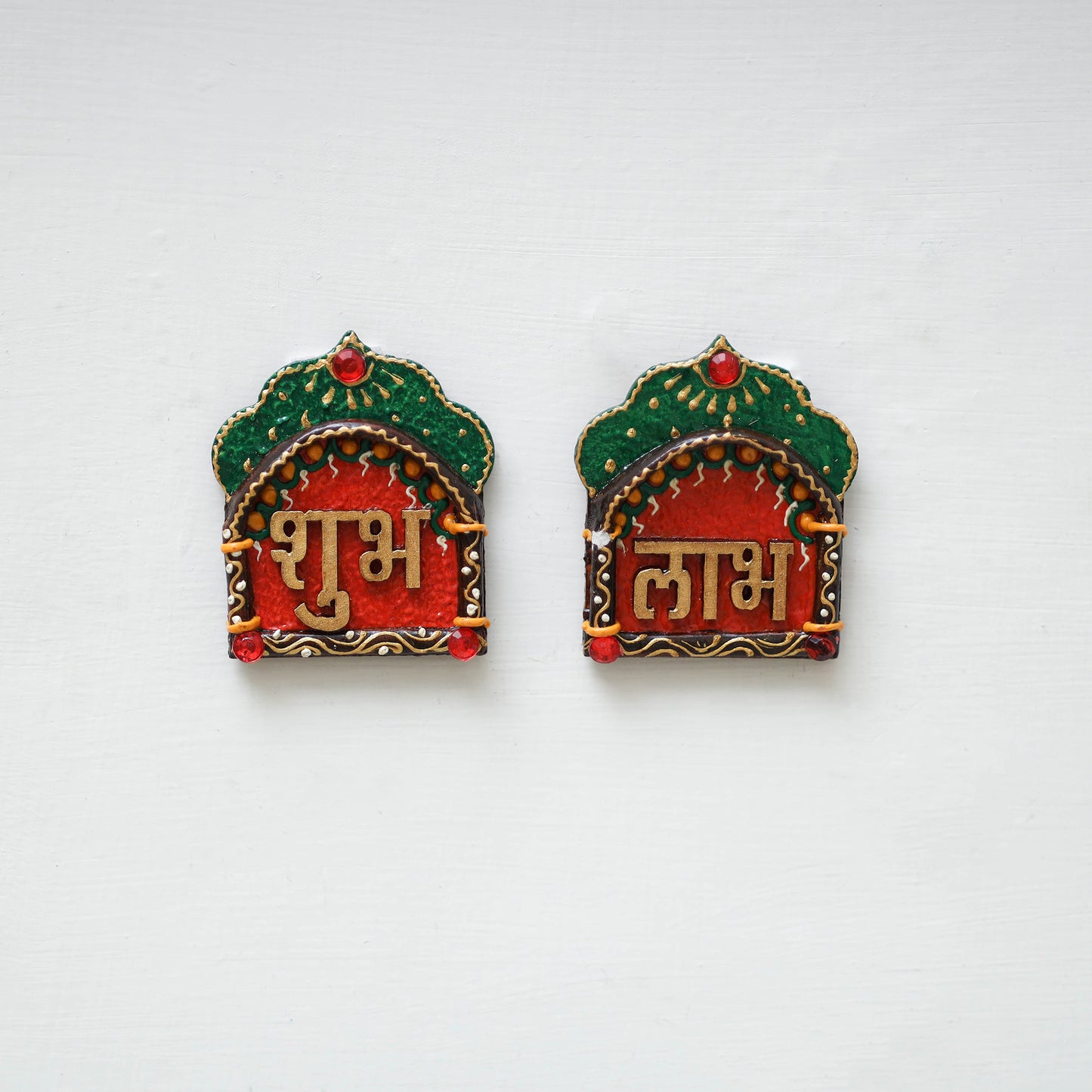 Festive handpainted wooden subh labh 25 - handcrafted