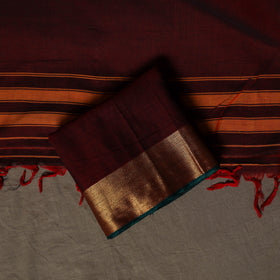 Dharwad Cotton 3pc Plain Unstitched Dress Material Suit Set with Zari Border 27