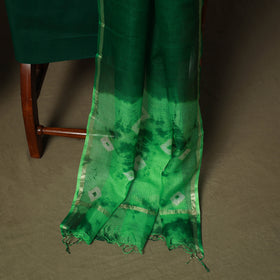 Shibori Tie-Dye Kota Doria Silk 3pc Unstitched Dress Material Suit Set 06
