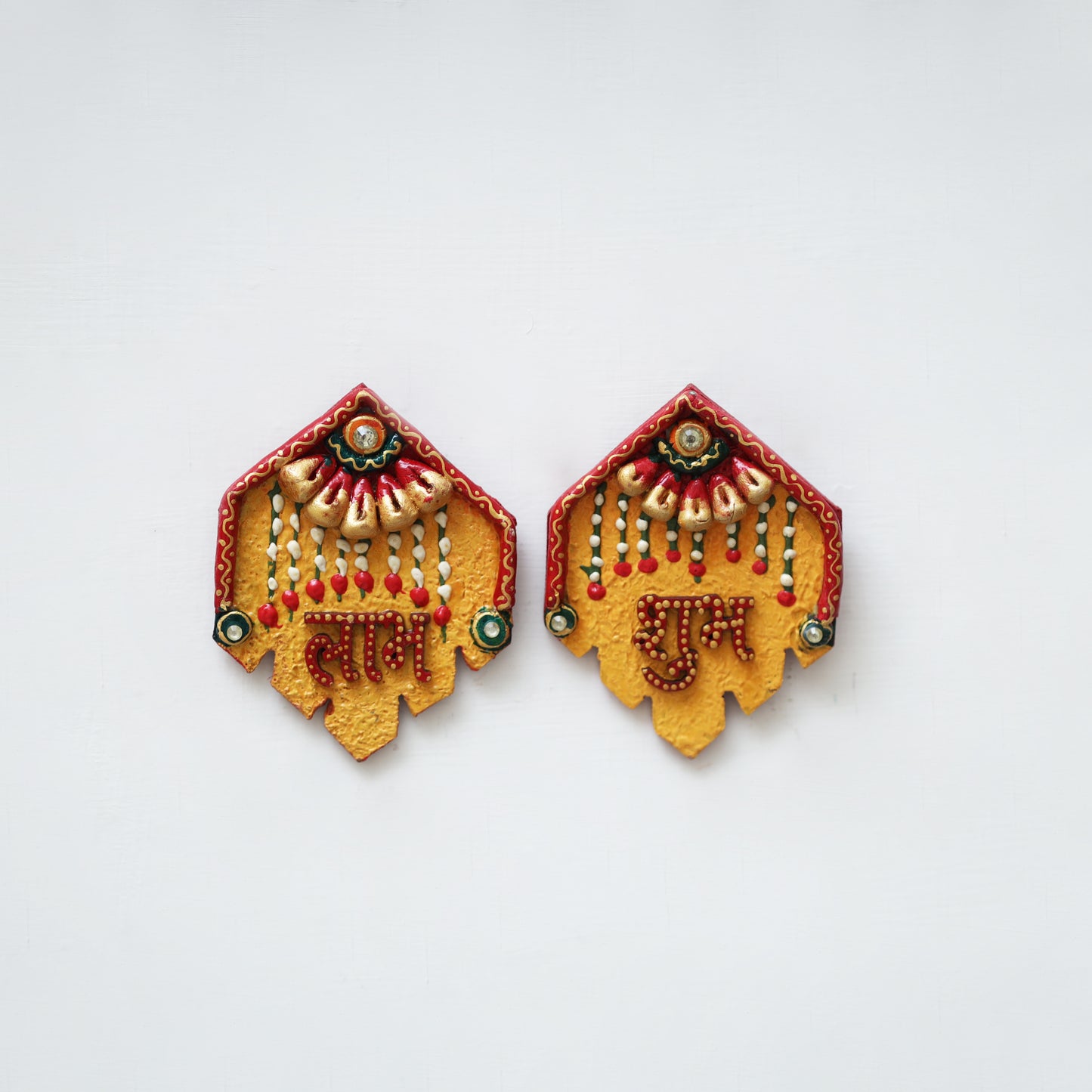 Festive handpainted wooden subh labh 29 - handcrafted