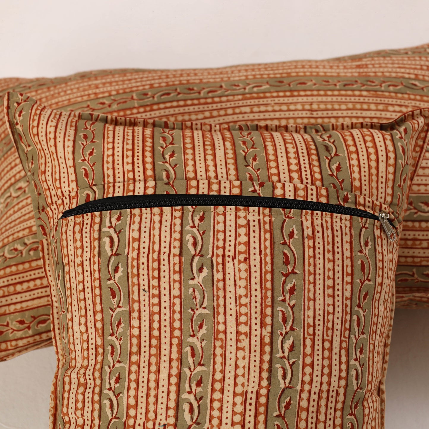 Set of 2 Kalamkari Block Print Cotton Pillow Covers 39