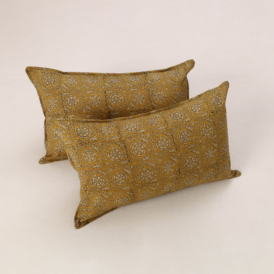 Set of 2 Kalamkari Block Print Cotton Pillow Covers 40