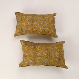 Yellow - set of 2 kalamkari cotton pillow covers 40