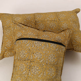Yellow - set of 2 kalamkari cotton pillow covers 40