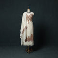 3pc Heavy Chain Stitch Embroidered Wool Unstitched Dress Material Suit Set 36