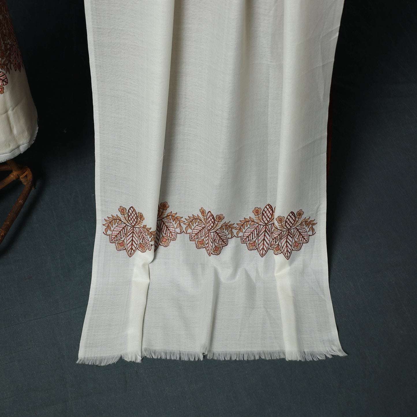 3pc Heavy Chain Stitch Embroidered Wool Unstitched Dress Material Suit Set 36