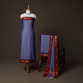 Dharwad Cotton 3pc Plain Unstitched Dress Material Suit Set with Zari Border 32