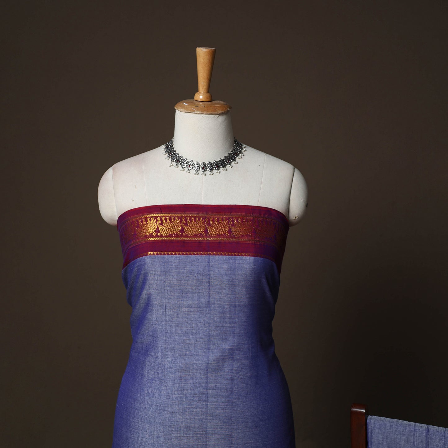 Dharwad Cotton 3pc Plain Unstitched Dress Material Suit Set with Zari Border 32