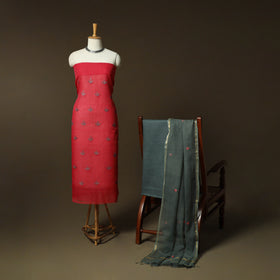 Plain Kota Doria Cotton Embroidered 3pc Unstitched Dress Material Suit Set 10