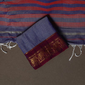 Dharwad Cotton 3pc Plain Unstitched Dress Material Suit Set with Zari Border 32