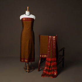 Dharwad Cotton 3pc Plain Unstitched Dress Material Suit Set with Zari Border 35